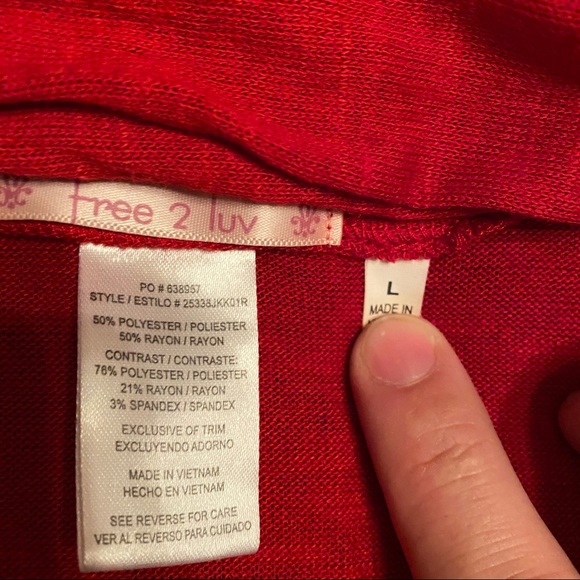 Red & Black Striped Cardigan Blouse (Size L) - Picture 2 of 4